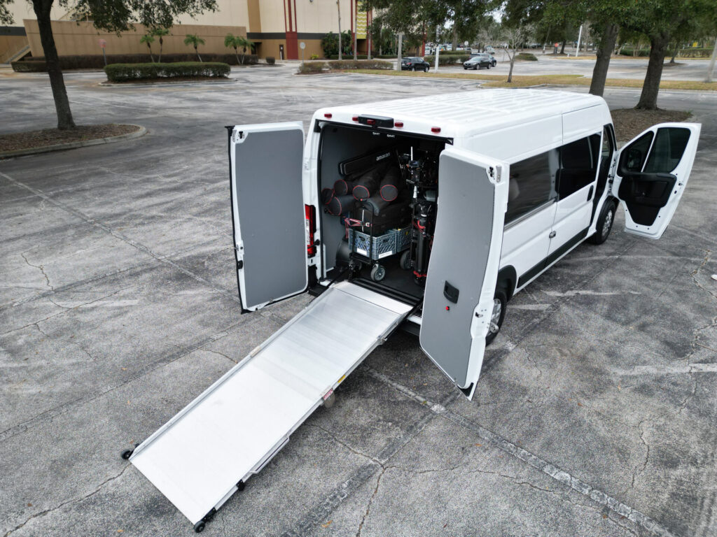 Aerial view of the Bindra 2-ton grip and production van, stocked with over $1 million in film equipment